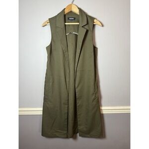 Misguided Womens Olive Green long vest Size 6